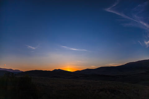 Sunrise over the mountains in the Altai Republic