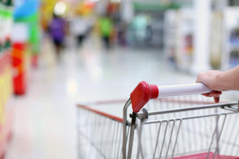 Shopping trolley in motion