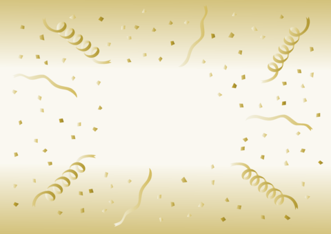 Celebration background template of Golden gradation confetti and ribbons