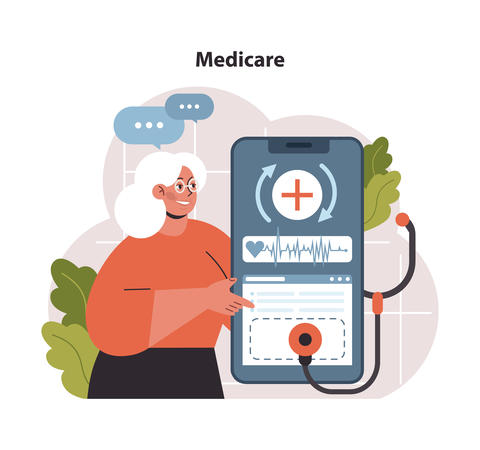 Elderly woman engages with a digital health app