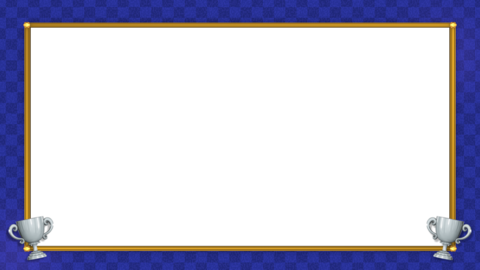 Blue-based screen frame with silver trophy / 3D model