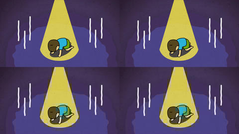 A set of 4 types of image cuts of male part-timers' despair (garn, shock, rejection, no text)