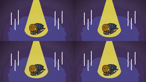 Set of 4 types of image cuts of female students' despair (Gan, Embarrassed, Failed, No text)