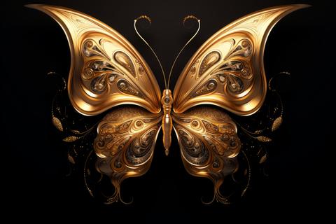 Ornate Golden butterfly wallpaper. Generate Ai