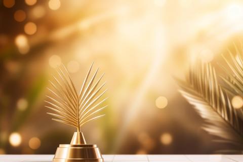 Symbolic Golden award mockup. Generate Ai