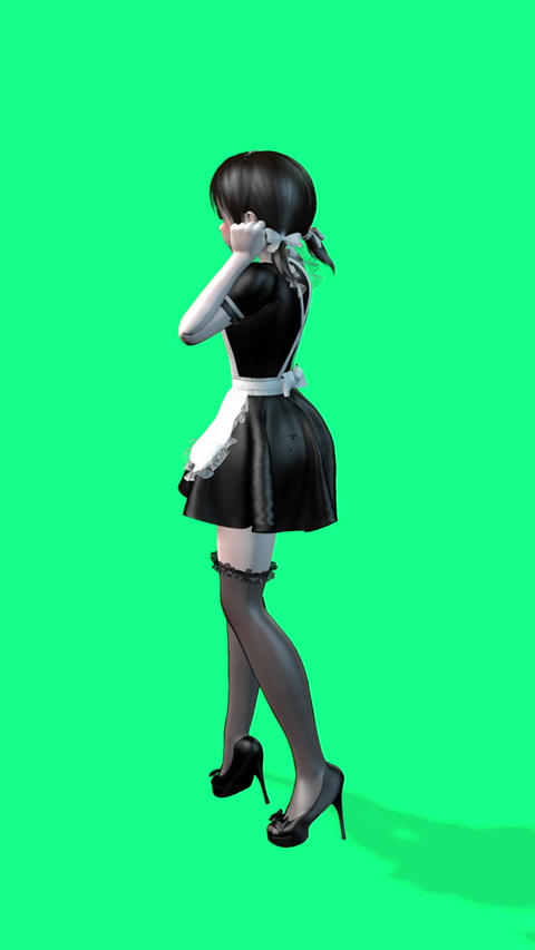 vertical video animation - green screen cartoon anime animation cute girl