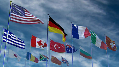 Flags of different nations, HQ animated
