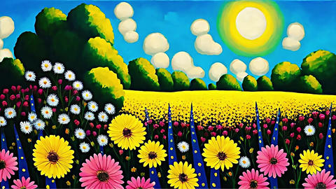 Cartoon flowers generated AI, 4K