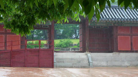 The sound of rain falling on the palace