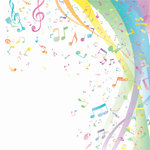 Abstract background of colorful musical notes and music