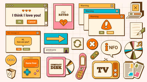 20 Retro User Interface Elements Graphic template 31708251 | MotionElements
