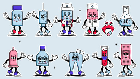 Medical characters in groovy style