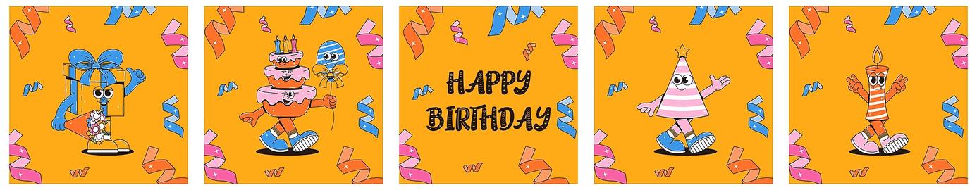Happy birthday cards set