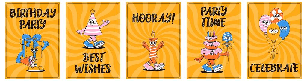 Happy birthday posters set