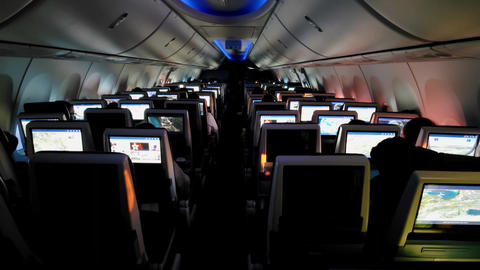 Inside View of an Airplane Cabin at Night, Nigh Animated GIF 32427394 ...