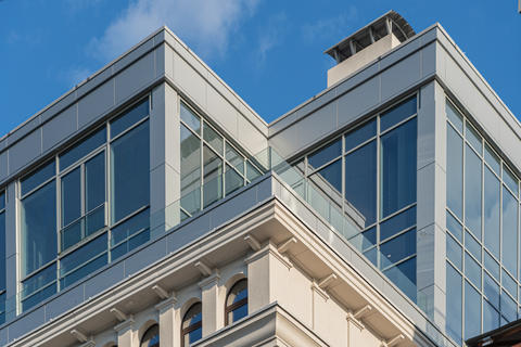 Facade of a modern residential building, building texture