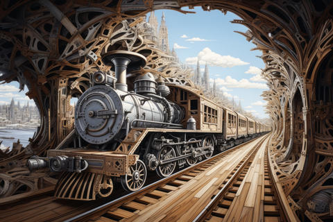 Train on tracks inside tunnel, a transport mode showcasing railway connection