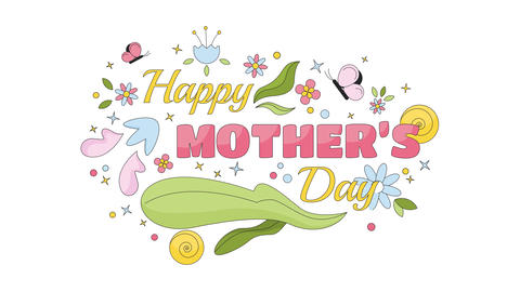 Happy mother day line 2D animation