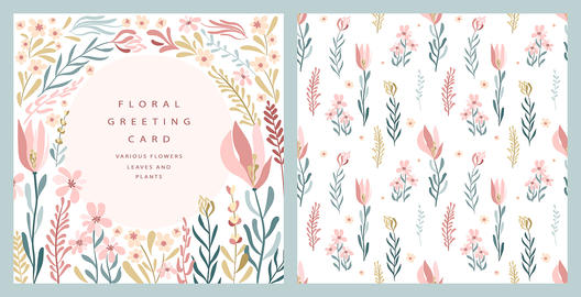 Postcard template and seamless pattern Graphic template 33538171 ...
