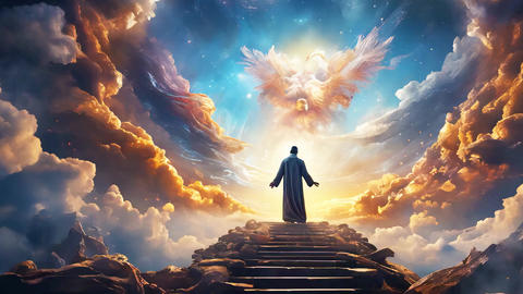 The soul of a deceased person ascends to heaven. Afterlife, meditation and dream