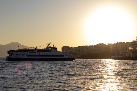 Ferry in the Bay at Sunset