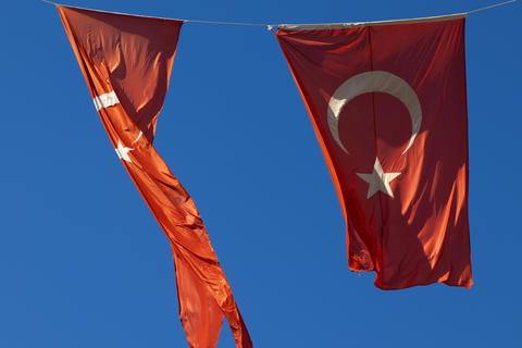 Turkish Flags Waving in the Wind