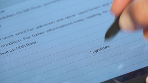 Contract sign on a digital tablet