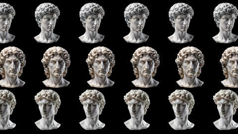 Plaster Statue of David's Head: Isolated Ancient Greek Hero Sculpture