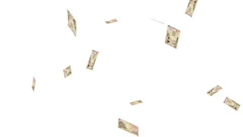 Loop video of 10,000 yen in new bills dancing down (rotation)