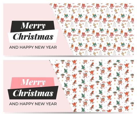 Merry Christmas and Happy New year greeting card template. Playful and cheeky