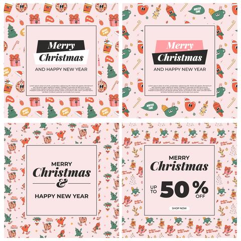 Merry Christmas and Happy New year greeting card template and special offer