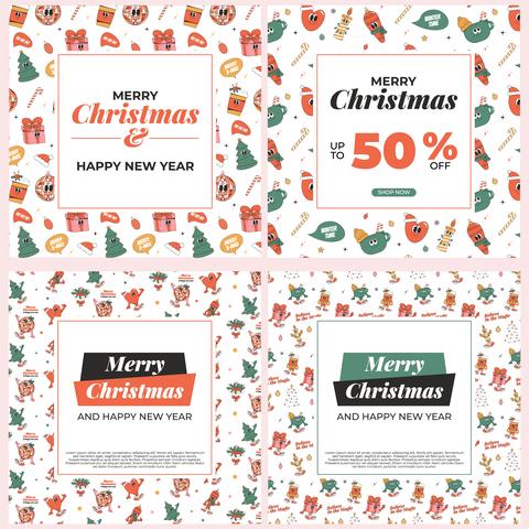 Merry Christmas and Happy New year greeting card template and special offer