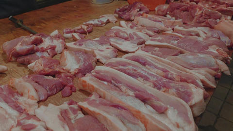 Taiwan traditional market pork stall