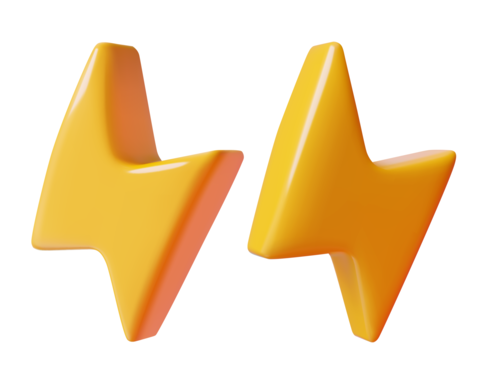 Yellow lightning bolt 3d vector icons