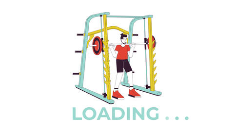 Muscle building with weight power rack line 2D loading animation