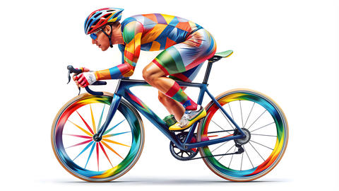 Colorful Cyclist on Vibrant Road Bike