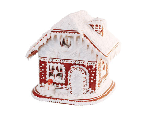 Gingerbread house on white background