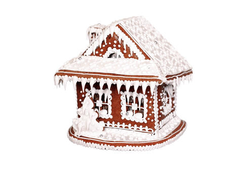Gingerbread house on white background