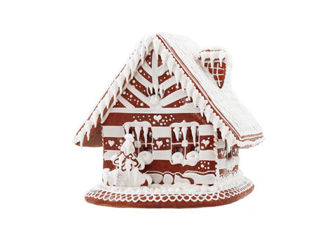 Gingerbread house on white background
