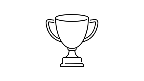 Winner cup with dollar 2d animated outline icon qith Alpha Channel, video motion design graphics