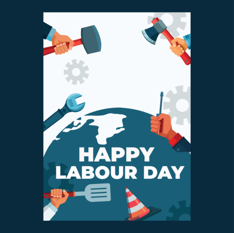 Happy Labour Day Celebration with Tools Illustration