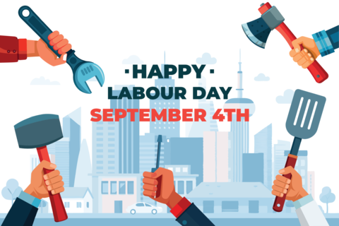 Happy Labour Day Celebration with Tools Illustration