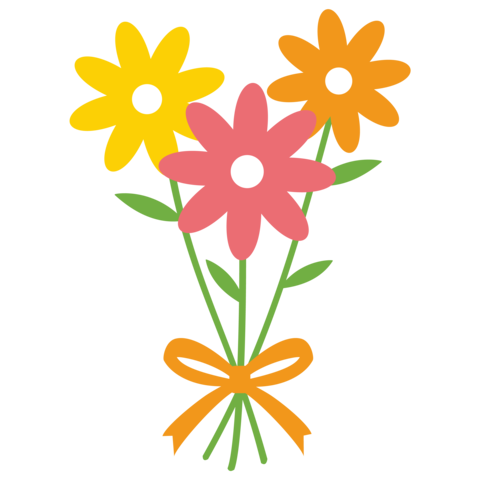 シンプルでかわいいカラフルな花束のイラスト