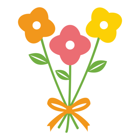 シンプルでかわいいカラフルな花束のイラスト