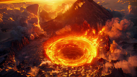 A dramatic scene of an erupting volcano with fl Animated GIF 35693453 ...