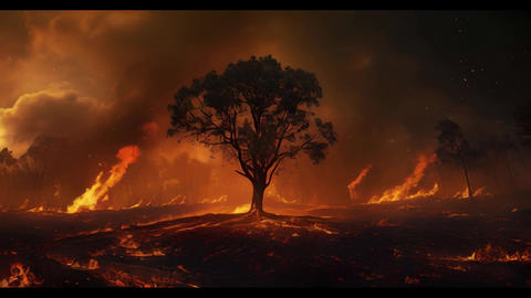 Aftermath of Forest Fire with Smoky Atmosphere, Devasta GİF