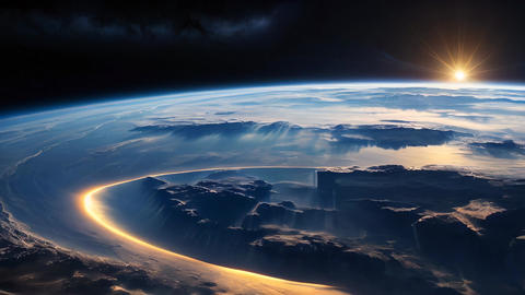 Radiant Sunrise Illuminating Earth's Surface from Space