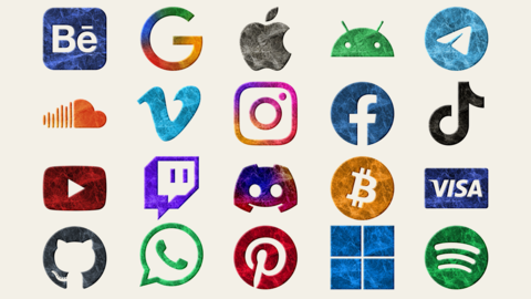 Top 20 Brand icons in marble style