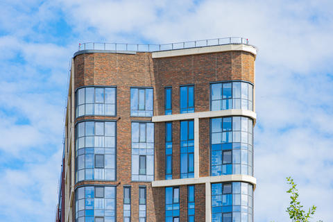 Facade of a modern residential building, building texture