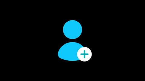 Blue person icon with plus symbol